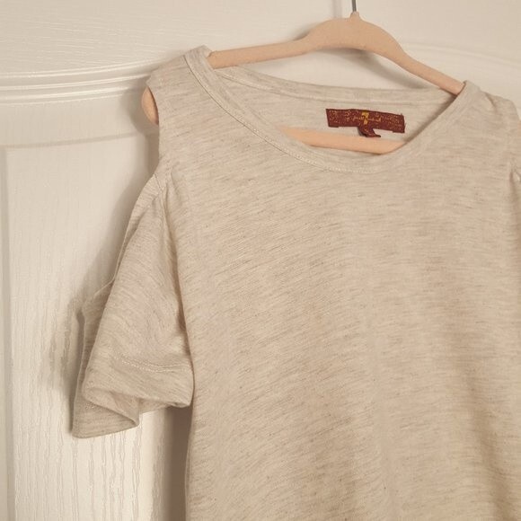 7 for all mankind cold shoulder shirt white - Picture 3 of 4
